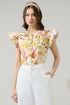 Zury Floral Everly Split Neck Top