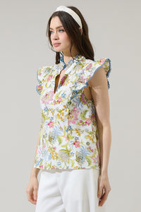 Pany Floral Rayen Ruffle Top