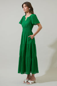 Kaylie Eyelet Bey Tiered Maxi Dress