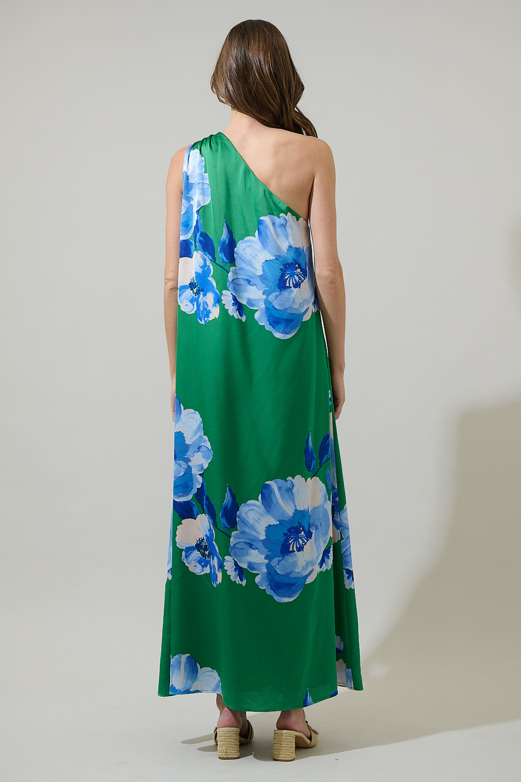 Glena Floral One Shoulder Maxi Dress GREEN-BLUES / XS by Sugarlips Glena Floral One Shoulder Maxi Dress GREEN-BLUES / XS by Sugarlips