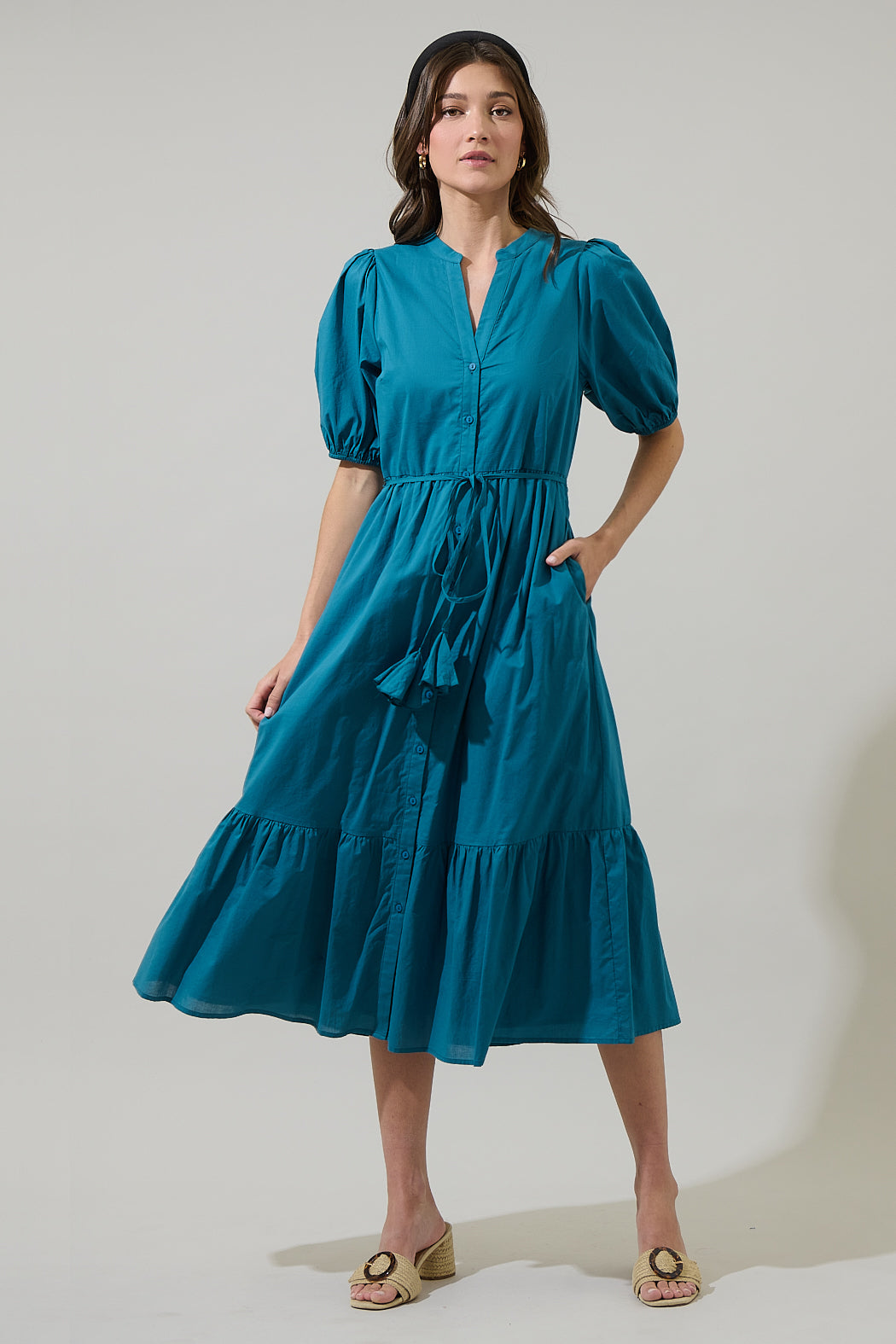 Beth Button Down Midi Dress BUBBLE-GUM / L by Sugarlips Beth Button Down Midi Dress BUBBLE-GUM / L by Sugarlips