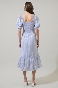 Suri Striped Viray Smocked Midi Dress