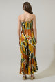 Renia Tropical Eve Strapless Smocked Jumpsuit