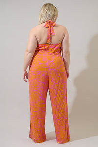 Kaci Floral Magic Moment Halter Jumpsuit Curve