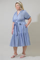 Fannie Striped Wynette Tiered Midi Dress Curve