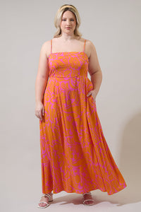 Kaci Floral Vin Smocked Maxi Dress Curve