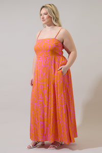 Kaci Floral Vin Smocked Maxi Dress Curve