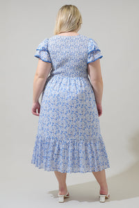 Maisie Floral Patte Tiered Midi Dress Curve