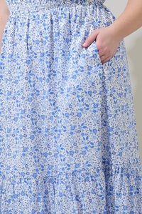 Maisie Floral Patte Tiered Midi Dress Curve