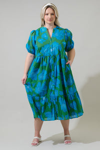 Rori Floral Beth Button Down Midi Dress Curve