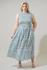 Hilo Floral Cecil Smocked Midi Dress Curve