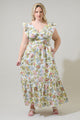 Pany Floral Mawar Ruffle Maxi Dress Curve