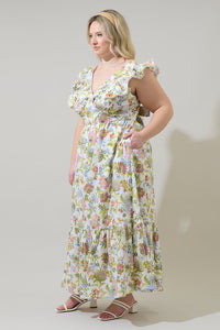 Pany Floral Mawar Ruffle Maxi Dress Curve