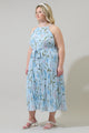 Leida Floral Maly Pleated Midi Dress Curve