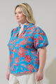 Ripon Floral Close to You Split Neck Top Curve