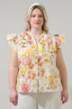 Zury Floral Everly Split Neck Top Curve