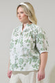 Bria Floral Blossom Smocked Mock Neck Top Curve