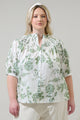 Bria Floral Blossom Smocked Mock Neck Top Curve