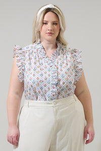 Lara Floral Eviel Ruffle Blouse Curve