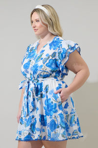 Samian Floral Eriny Ruffle Mini Dress Curve