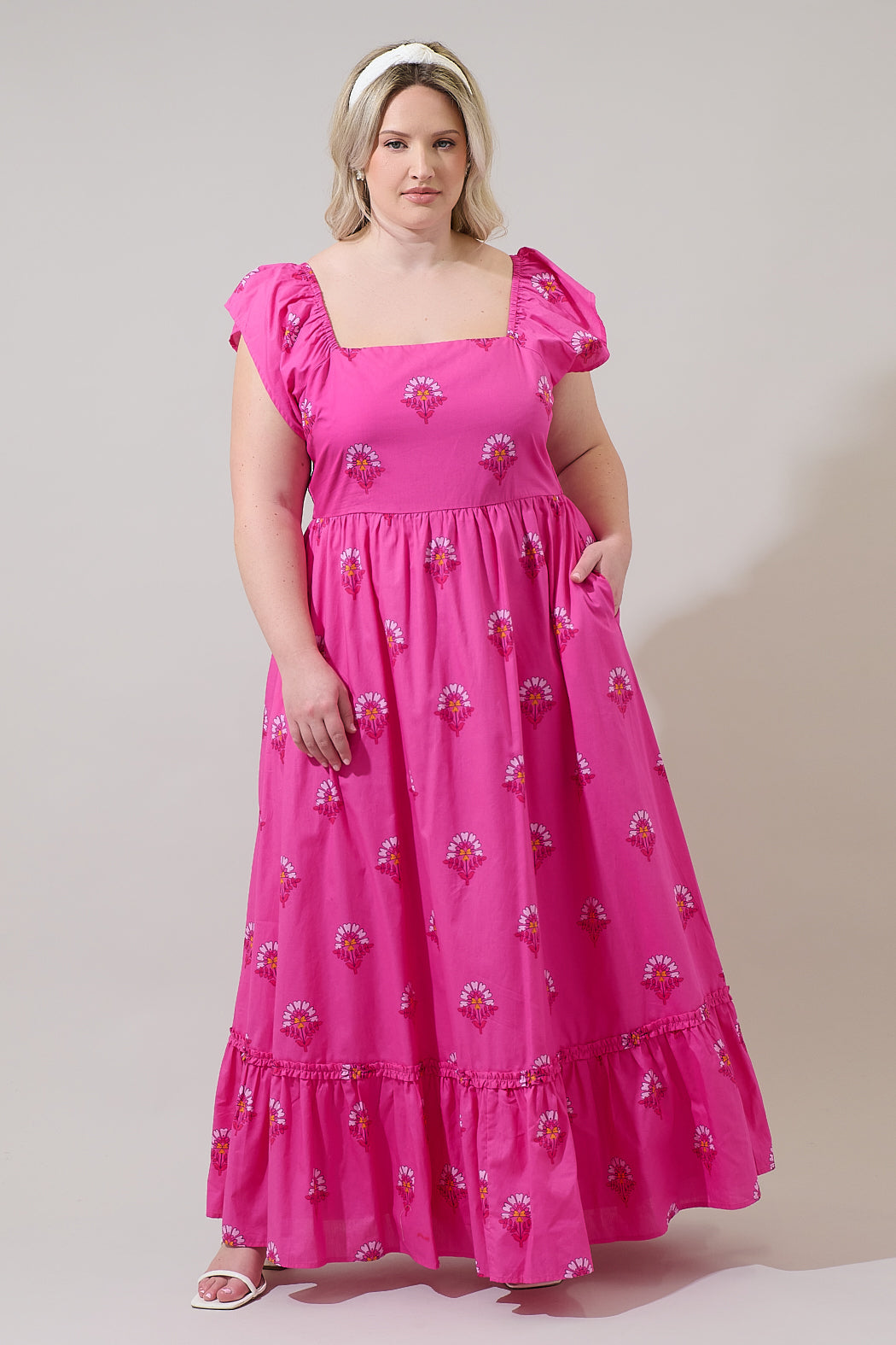 pink dresses curve Alvita Dress (CURVE)- Pink- Preorder 1XL
