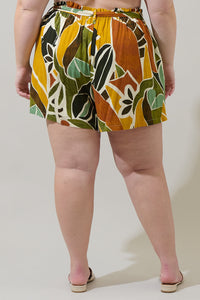 Renia Tropical Wave High Waisted Shorts Curve