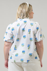 Jillian Floral Miraya Mock Neck Poplin Top Curve