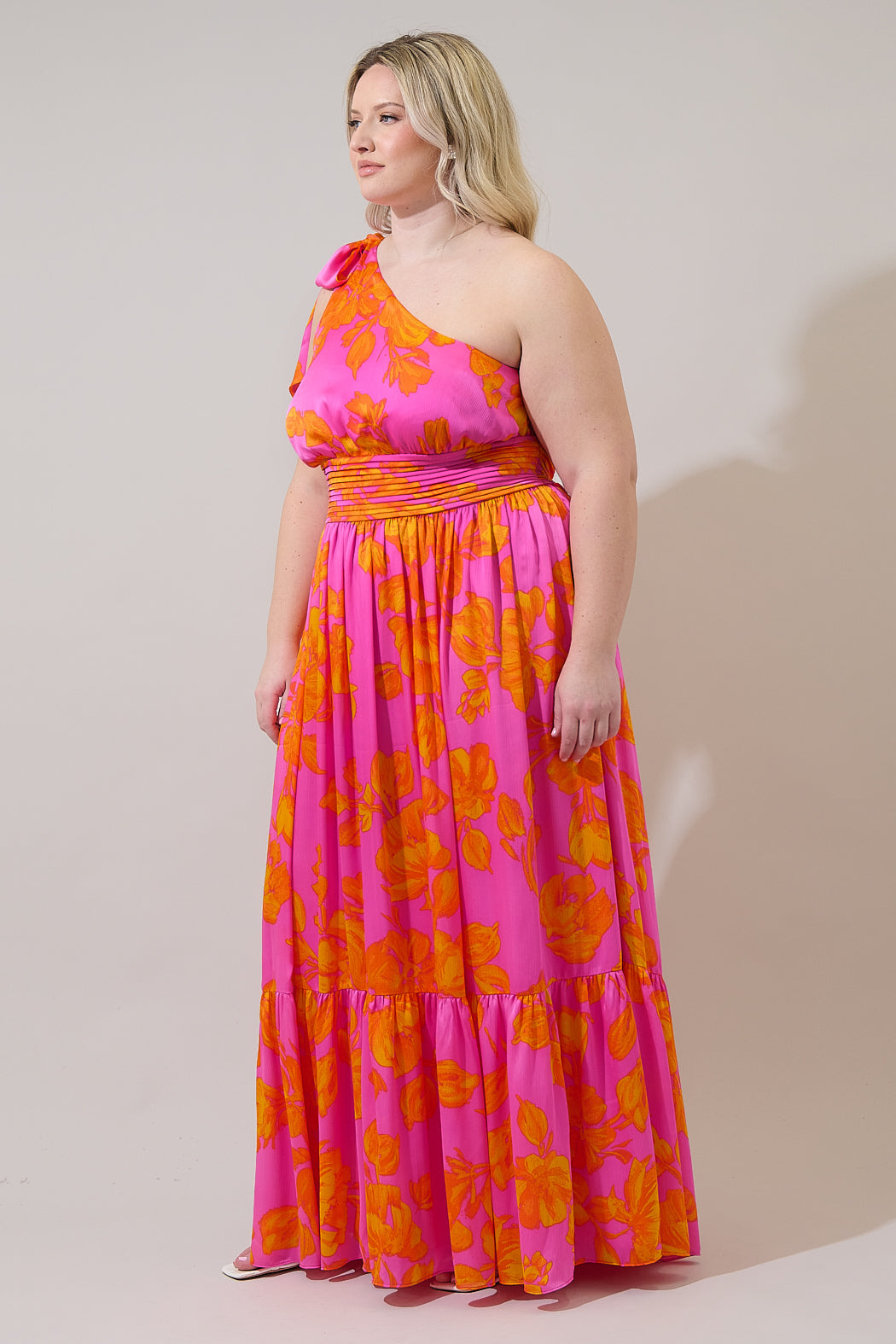 one shoulder plus size maxi dress City Chic | Captivate One Shoulder Maxi Dress - Ivory