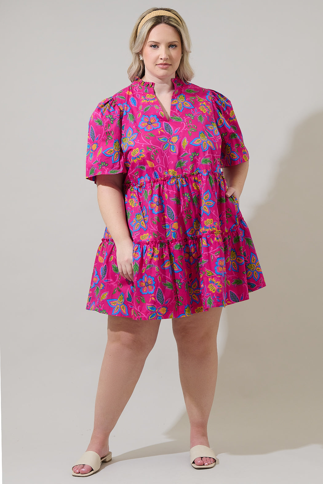 Signy Floral Dixie Split Neck Shift Dress Curve – Sugarlips