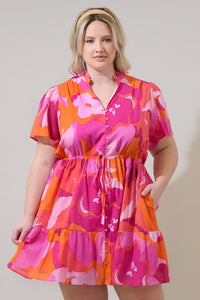 Merim Floral Amo Button Up Mini Dress Curve