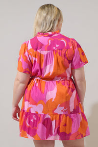 Merim Floral Amo Button Up Mini Dress Curve