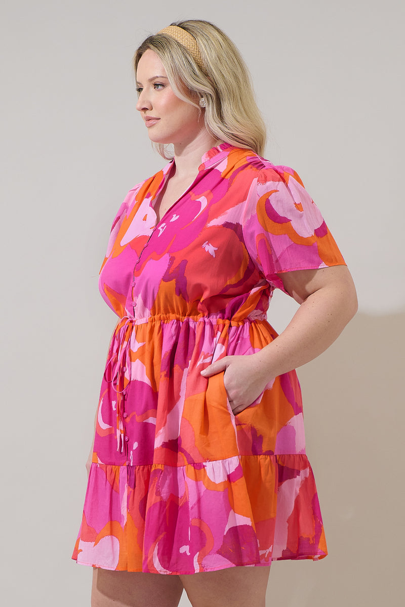 Merim Floral Amo Button Up Mini Dress Curve – Sugarlips