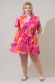 Merim Floral Amo Button Up Mini Dress Curve