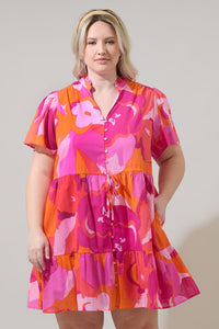 Merim Floral Amo Button Up Mini Dress Curve