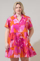 Merim Floral Amo Button Up Mini Dress Curve