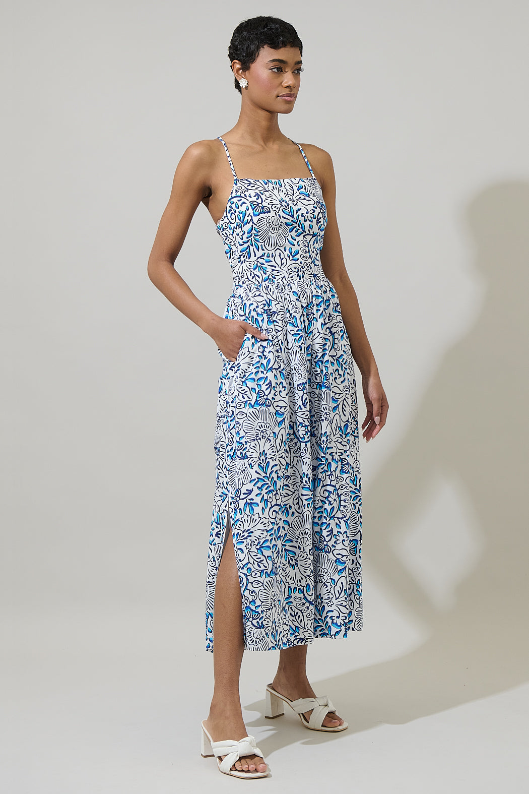 criss cross midi dress Sunset Petal Criss Cross Midi Dress