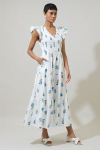 Jillian Floral Sunfire Tiered Midi Dress