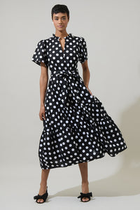 Saraya Dot Britt Poplin Tiered Midi Dress