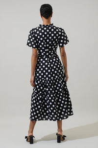 Saraya Dot Britt Poplin Tiered Midi Dress