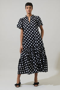 Saraya Dot Britt Poplin Tiered Midi Dress