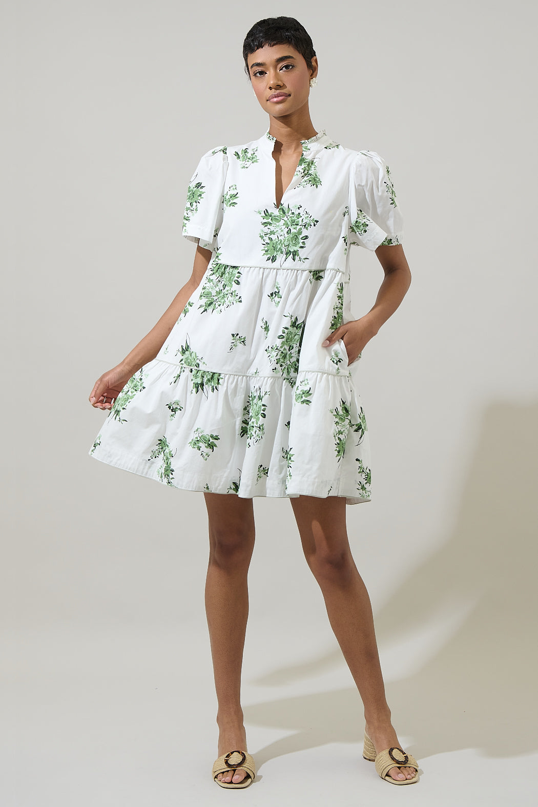 ria mini dress Ria Floral Candace Tiered Mini Dress SAGE-EMERALD / M by Sugarlips