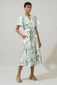 Bria Floral Cora Button Up Midi Dress