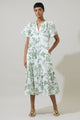 Bria Floral Cora Button Up Midi Dress