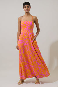 Kaci Floral Vin Smocked Maxi Dress