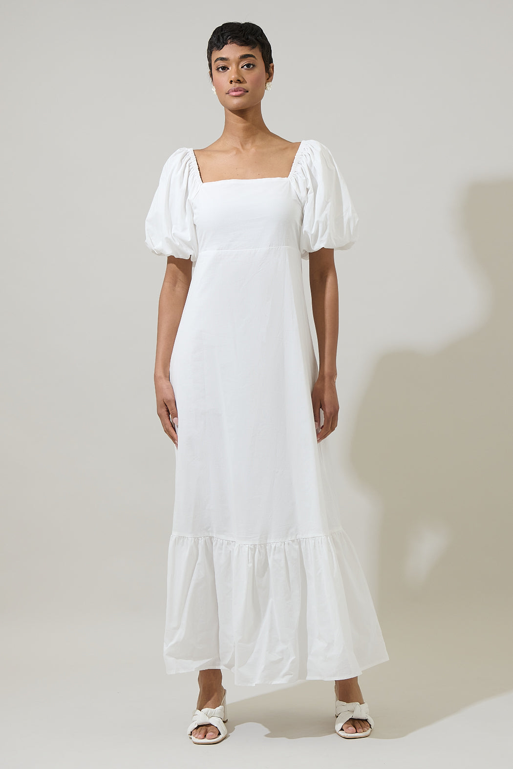 Xena Puff Sleeve Maxi Dress White / S by Sugarlips Xena Puff Sleeve Maxi Dress White / S by Sugarlips