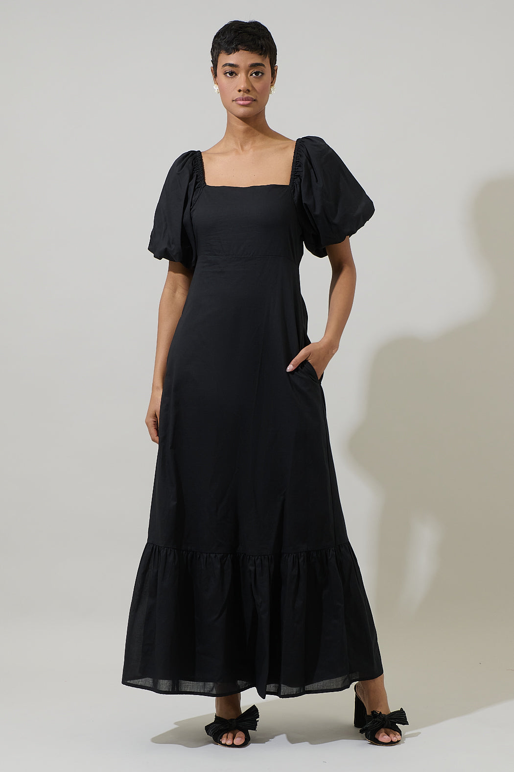 Coraly Xena Puff Sleeve Maxi Dress Black / M by Sugarlips Coraly Xena Puff Sleeve Maxi Dress Black / M by Sugarlips