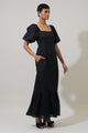 Coraly Xena Puff Sleeve Maxi Dress