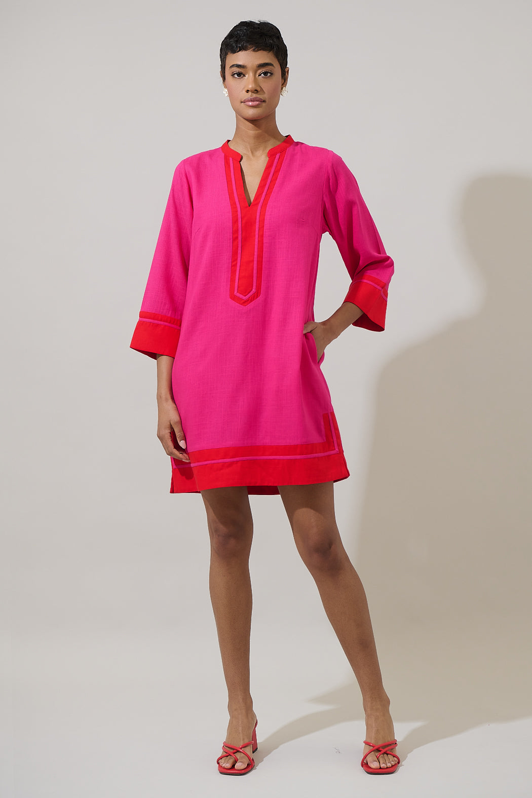 Allie Shift Linen Mini Dress NATURAL / M by Sugarlips Allie Shift Linen Mini Dress NATURAL / M by Sugarlips