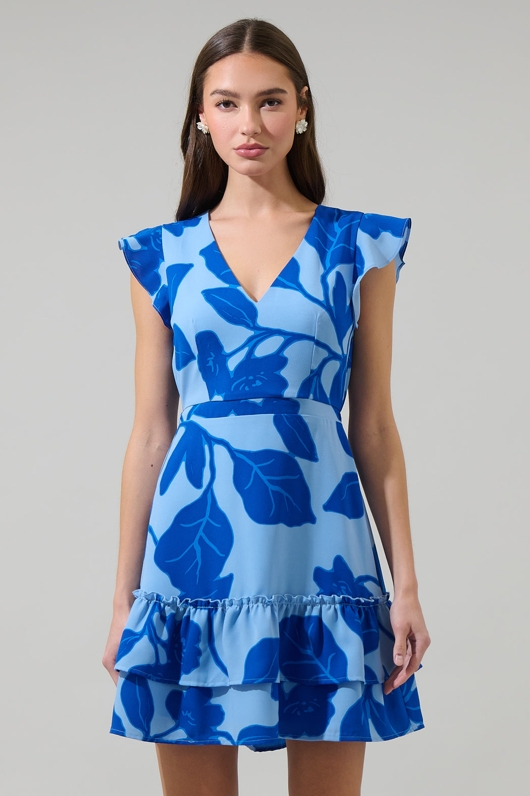 Ariya Garden Tiered Ruffle Mini Dress BLUES / XS by Sugarlips Ariya Garden Tiered Ruffle Mini Dress BLUES / XS by Sugarlips