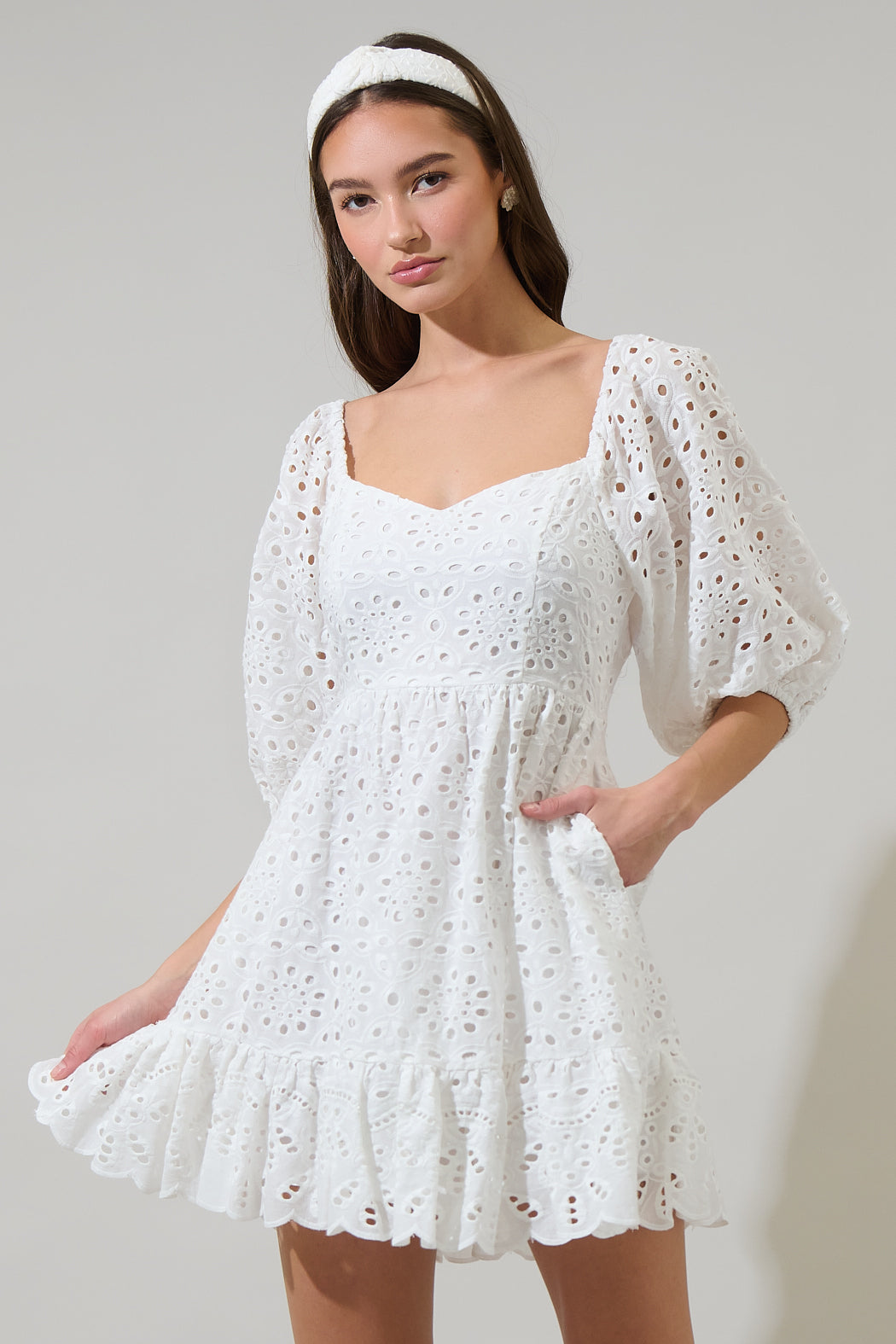 sweetheart mini dress Smitten Neckline Chiffon Party White Zipper Back American Sweetheart Denim Mini Dress